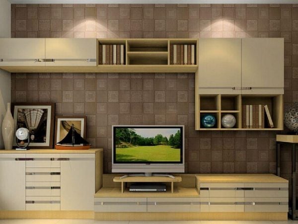 Kệ gỗ trang trí kết hợp giá sách
