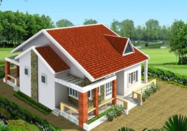 Nhà mái tôn giả ngói đẹp 