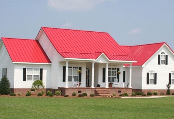 Mẫu nhà mái tôn đẹp 3 gian giật cấp