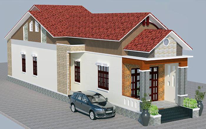 Mẫu nhà mái tôn đẹp giả ngói