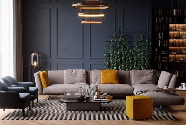 Phòng khách sử dụng màu đối lập