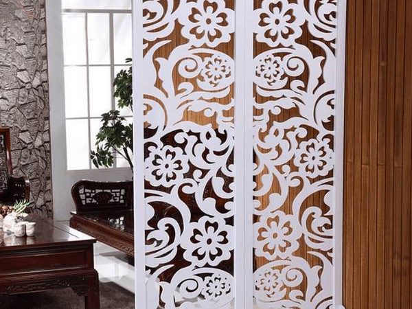 Giả vách ngăn nhà đẹp với tấm bình phong hoa cúc