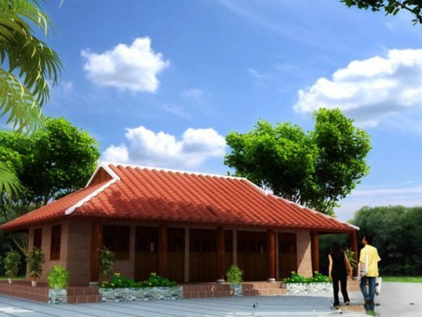 Nhà 5 gian kiểu 3 gian chính, 2 mái chéo