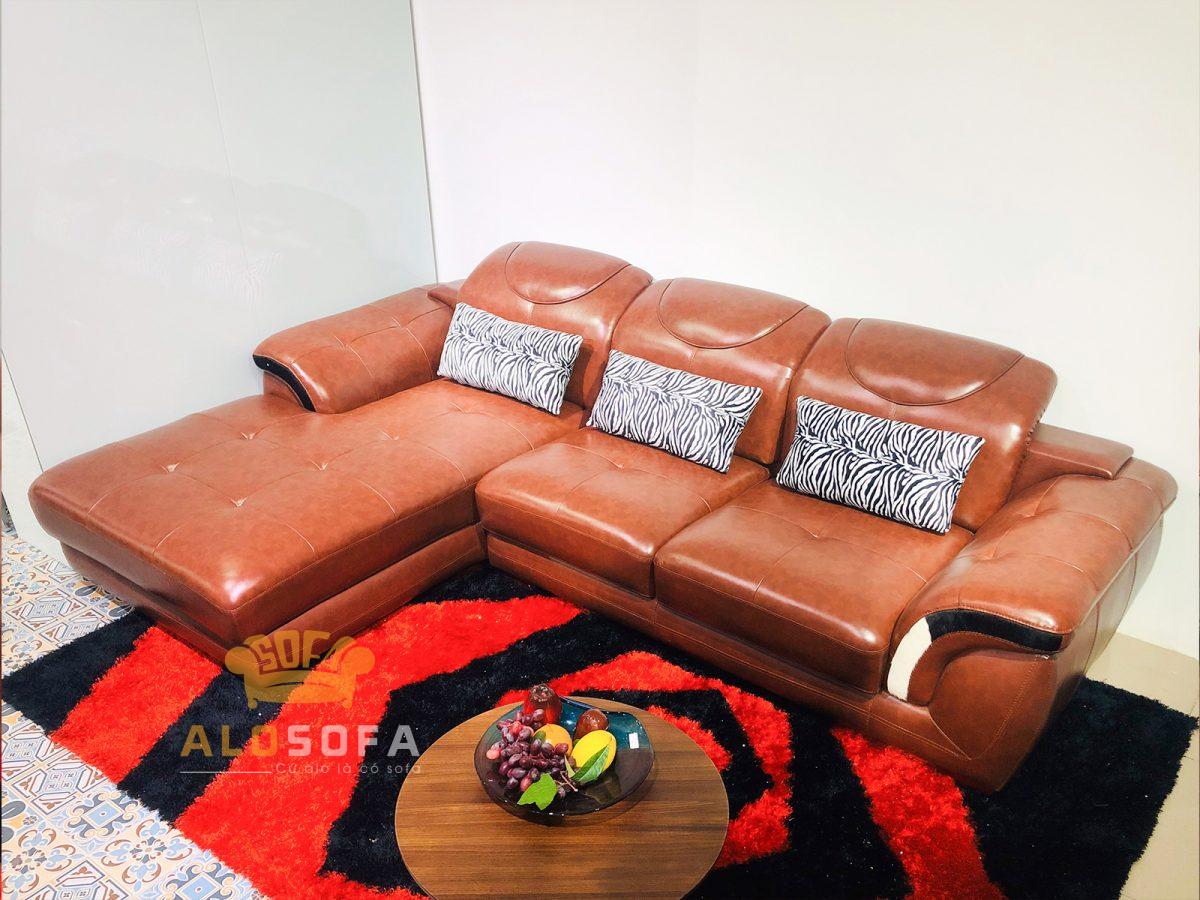SOFA NÂU BÒ HIỆN ĐẠI 2 BĂNG GÓC PHẢI MÃ SP0919-2-E1