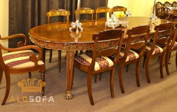 Mẫu bàn ăn bằng gỗ cao cấp phong cách tân cổ điển