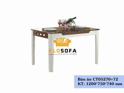 BÀN ĂN 1M2 MẶT ĐÁ CÔNG NGHIỆP MÀU NÂU CT05272