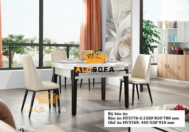 Bàn ăn tròn đa năng 1m35 mặt đá công nghiệp HT5776-2