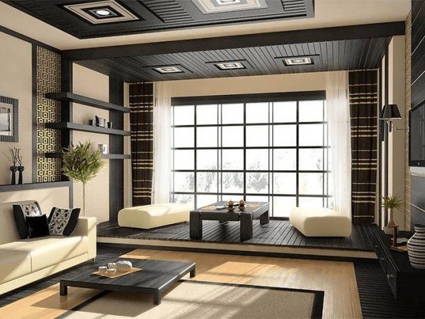 Mẫu bàn ăn kiểu Nhật đơn sắc đi kèm ghế sofa bệt