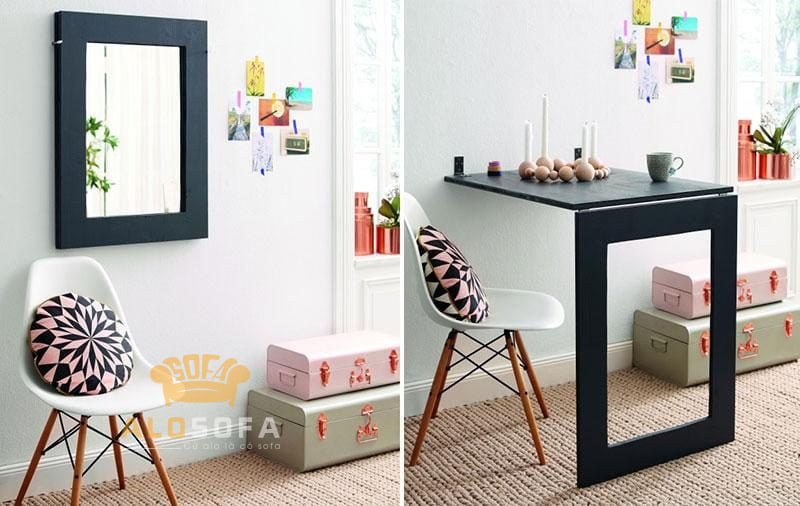 Bàn ăn treo tường chân cao đen hiện đại