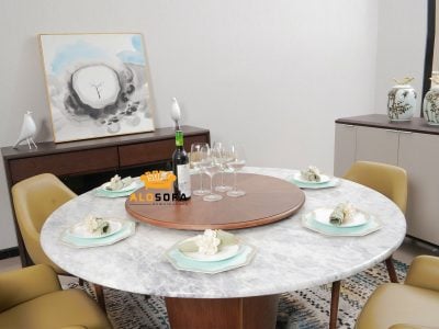 BÀN ĂN TRÒN KẾT HỢP MẶT ĐÁ XOAY HIỆN ĐẠI 1908-BAT