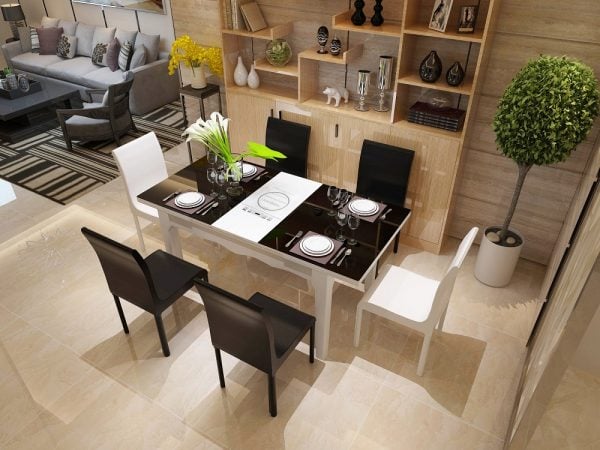 bàn bếp được thiết kế gọn gàng, linh hoạt