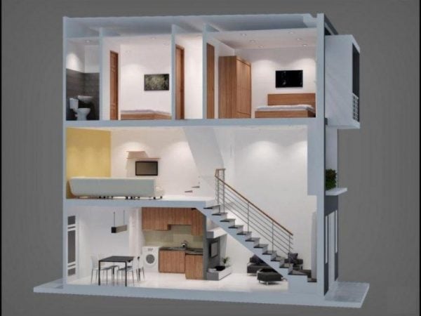 Kết cấu của nhà ống gác lửng