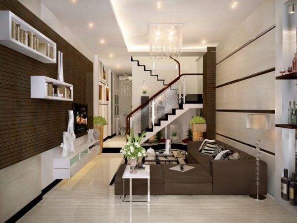 Mẫu nhà ống gác lửng 1 tầng này khá phù hợp cho người trung tuổi hoặc người lớn tuổi
