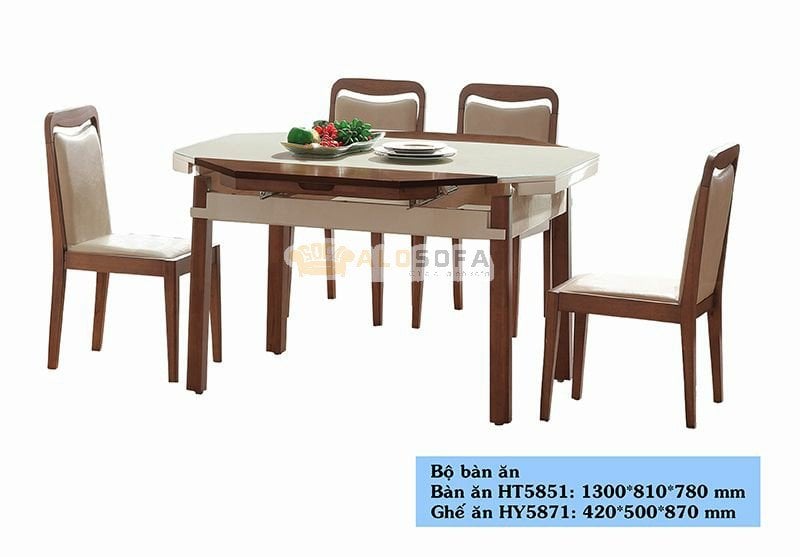 BỘ BÀN ĂN GIA ĐÌNH CAO CẤP HT5851+HY5871