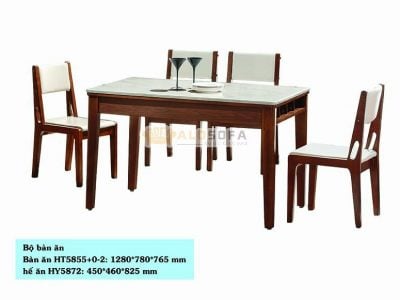 BỘ BÀN ĂN GỖ GIA ĐÌNH ĐẸP HT5855-2+HY5872