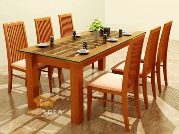 Bộ bàn ăn gỗ xoan đào 4 - 6 ghế cổ điển