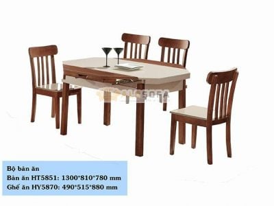 BỘ BÀN ĂN MẶT ĐÁ NHẬP KHẨU HT5851+HY5870