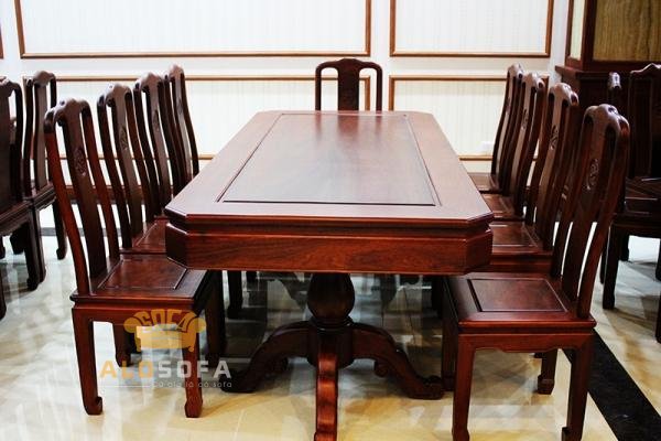 Bộ bàn ghế ăn gỗ gụ đơn giản