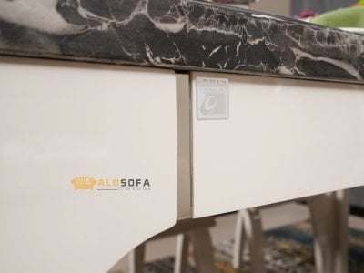 BỘ BÀN GHẾ ĂN GỖ KẾT HỢP 2 MÀU ĐEN TRẮNG SANG TRỌNG 3310BBA