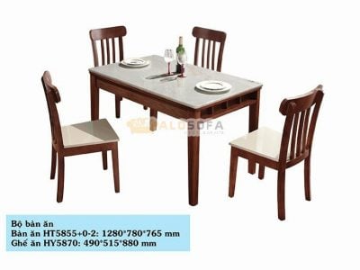 BỘ BÀN GHẾ ĂN GỖ NHẬP KHẨU HT5855-2+HY5870