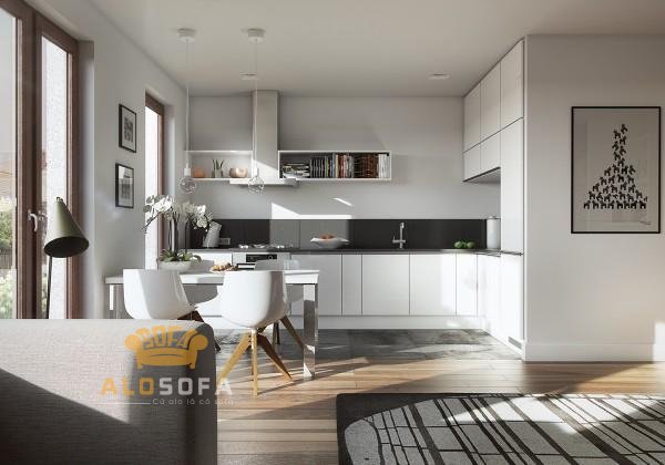 Nhà bếp với sắc trắng tinh khôi