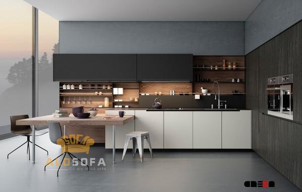 Kết hợp tông màu tối cho căn bếp thêm đầm ấm