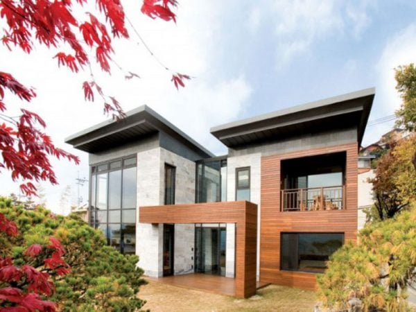 Nhà vuông mái bằng hiện đại kiểu Hàn 