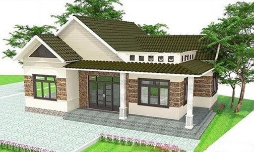 Nhà cấp 4 nông thôn được thiết kế với 3 phòng ngủ riêng