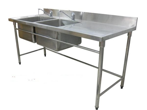 Bàn bếp inox cũ có bồn rửa