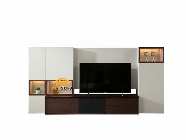 kệ tivi bằng gỗ óc chó còn dễ dàng phối kết hợp với các món đồ nội thất khác