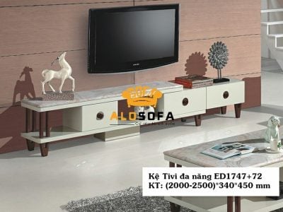 KỆ TIVI ĐA NĂNG MẶT KÍNH CƯỜNG LỰC MÀU TRẮNG ED17471