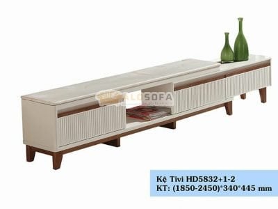 KỆ TIVI ĐA NĂNG THÂN CÁCH ĐIỆU MẶT ĐÁ TRẮNG HC5832-2