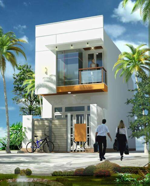 Mẫu nhà 2 tầng với khoảng sân rộng