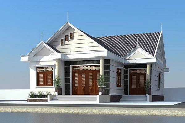 Mẫu nhà rẻ đẹp một tầng hình chữ L
