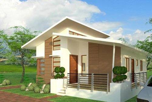 Mẫu nhà rẻ đẹp mái lệch
