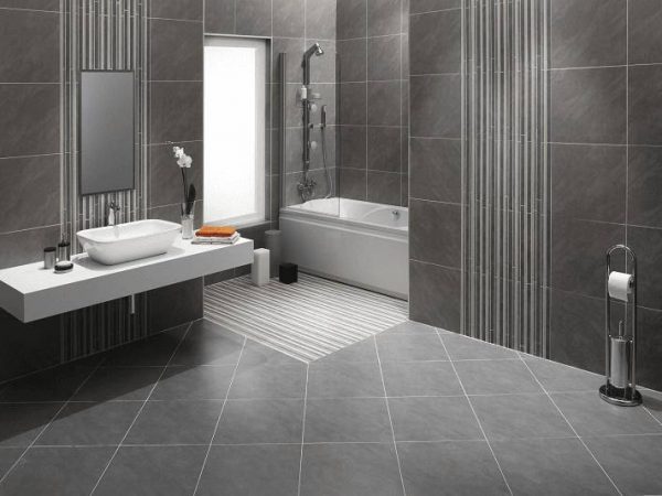 Nhà vệ sinh nhỏ đẹp sử dụng gạch tối màu