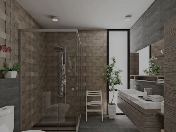 Ốp nhà tắm đẹp màu gỗ