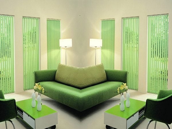 Rèm mành lá dọc màu xanh