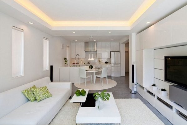 Trần thạch cao nhà ống đẹp hắt sáng tại khu vực bếp