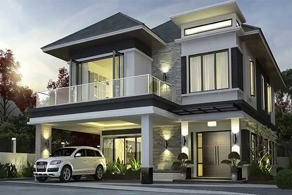 Mẫu nhà vuông 9m sang trọng