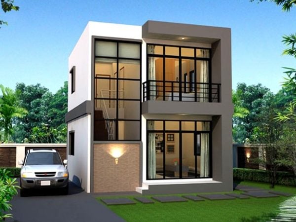 Nhà vuông đẹp 7m mái bằng