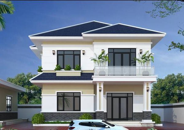 Nhà vuông hai tầng mái thái 10m