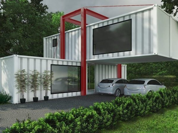 Mẫu nhà có khung vắt chéo và dây cáp được cố định