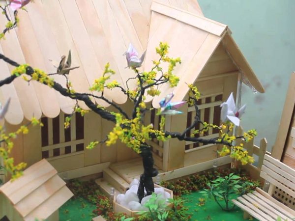 Mẫu nhà bằng que kem đẹp, đơn giản
