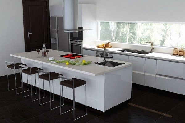 Thiết kế nhà bếp có bàn đảo di chuyển