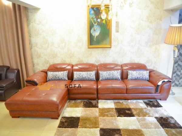 Sofa da góc chữ L rất thông dụng hiện nay