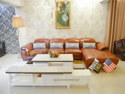 SOFA DA HIỆN ĐẠI MÀU NÂU BÒ 3 BĂNG GÓC TRÁI 9192B-SF
