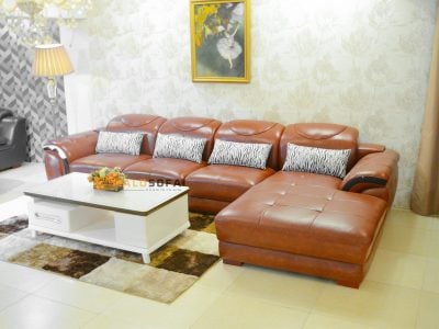 SOFA DA HIỆN ĐẠI MÀU NÂU BÒ 3 BĂNG GÓC TRÁI 9192B-SF