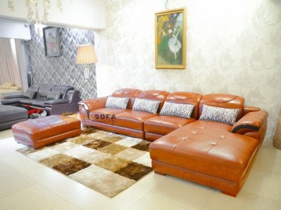 SOFA DA HIỆN ĐẠI MÀU NÂU BÒ 3 BĂNG GÓC TRÁI 9192B-SF