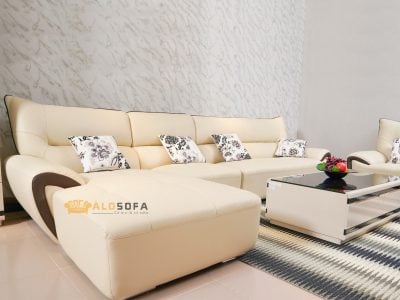 SOFA DA MÀU NÂU CAFE 3 BĂNG GÓC PHẢI 9021N-SF